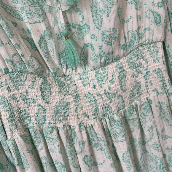 House of Harlow 1960 Paisley Print Long Sleeve Smocked Mini Dress - Picture 6 of 12